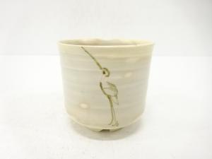 御本手　立鶴　筒茶碗